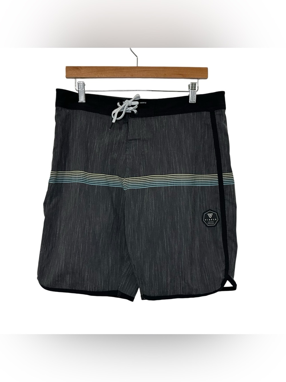 Vissla Mens Board Shorts Trunks Sz 33 Gray Unlined Flap Pocket Surf Swim Beach